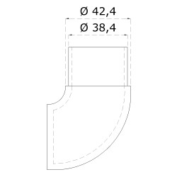 Ukončenie oblúkové na trubku ø 42,4 mm, brúsená AISI 304 Ukončenie oblúkové na trubku ø 42,4 mm, brúsená AISI 304